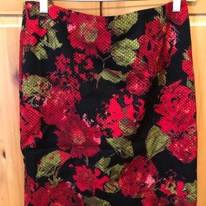 Talbots Pencil Midi skirt 10 Red Black Green